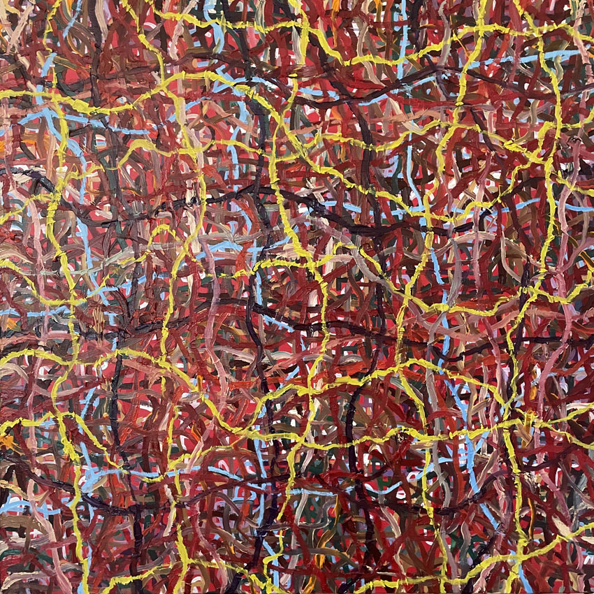painting of lines titled Frenzy