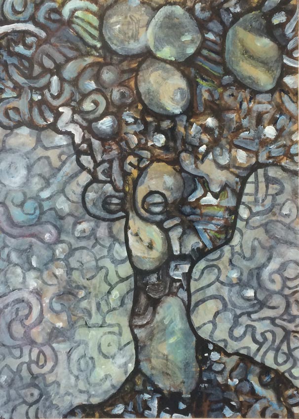 painting of lines titled Headcase