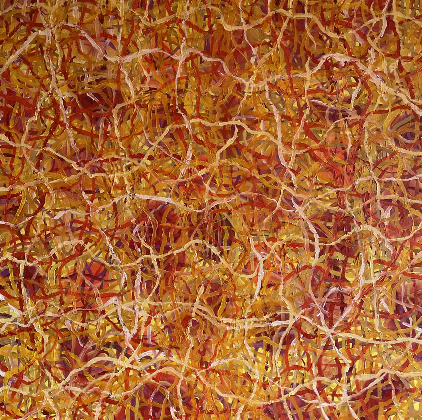 painting of lines titled Inselberg